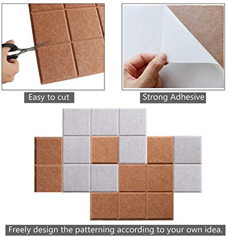 Large Felt Board Tiles for Wall with 30 Push Pins, 11.8"x11.8" Pack of 6 Pin Board Notice Boards for Home Office Kitchen, Bulletin Board Wall Tiles for Photos Memos (Orange+Grey, 6 Pack)
