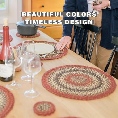 Homespice Chester Jute Braided Trivets Ideal as Hot Pads, Round 8" Set of 3
