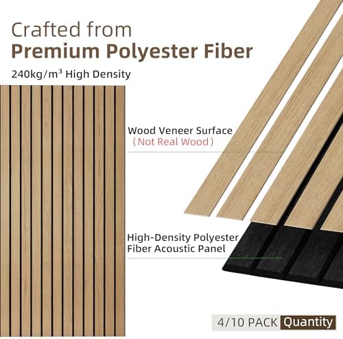TO-TH Soundproof Panels Decorative Noise Absorbing Wall Panel 4 Pack, Teak