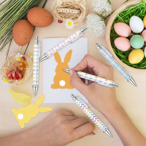 JarThenaAMCS 60Pcs Easter Stationery Set Colorful Bunny Rabbit Sticky Note Pads with Egg Stripe Wave Ballpoint Writing Pens for Spring Home Office Classroom Party Favors Supplies