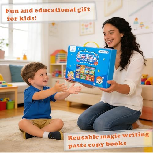 3D Magic Grooved Writing Practice for Kids - Reusable Handwriting Workbooks for Kids Ages 3-5 5-7, Preschool Learning Activities Tracing Books with Disappearing Ink, Easter Toys Gifts for Boys & Girls