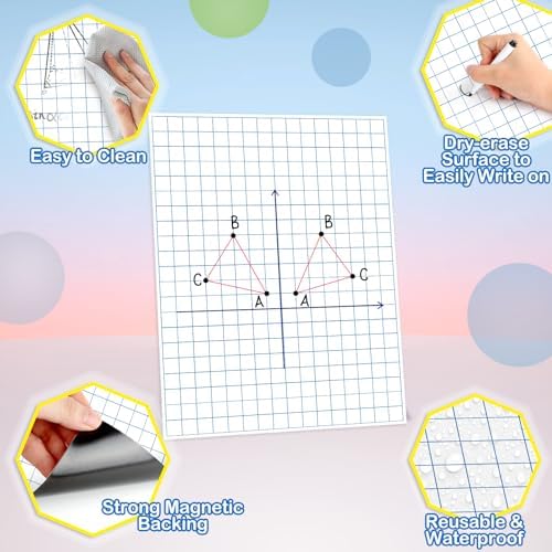 Aizweb Giant Magnetic Graph Paper,Dry Erase Grid Graphing for Classroom Whiteboard Accessories,Chart Paper Teacher Must Have Homeschool Teaching Supplies,Teacher Essential,21.5" x 16.5"