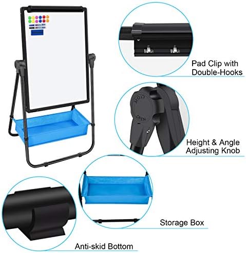 Dry Erase Board with Stand - Double Sided 28"x20" Portable Writing Whiteboards, Height Adjustable & 360° Rotating U Stand Magnetic Whiteboard for Home, School, Restaurant & Presentation