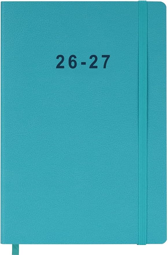 2026-2027 Planner - Weekly and Monthly Planner, Oct 2026 - Dec 2027, Holidays, Contacts and Notes Pages, Vegan Leather Cover, Elastic Closure, 5.5”x8.25”, Teal