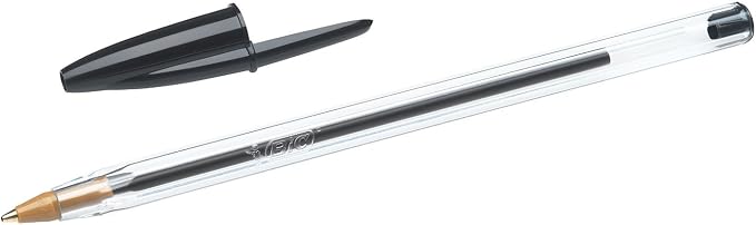 BIC Cristal Ballpoint Pen - Black - Pack of 4 Comfortable and Super-Durable Ballpoint Pens Medium Point (1.0 mm)