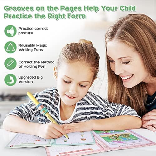 Magical Handwriting Workbooks Handwriting Practice Copybook Aid Magic Pen Reusable Copybook Grooves Template Design for Children Books Suitable for Children's Learning