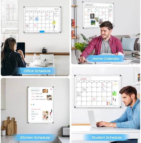 WALGLASS Whiteboard Calendar 30x20 Monthly Magnetic Dry Erase Board