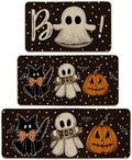 Artoid Mode Black Halloween Kitchen Mats Set of 3-17"x29"+17"x36"+17"x47"