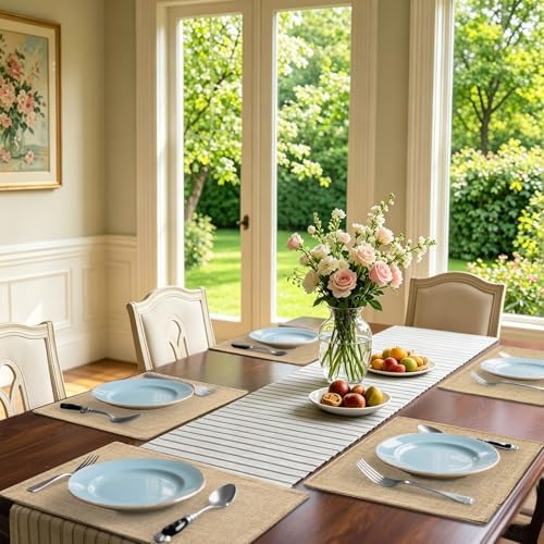 Homaxy Cloths Placemats for Dining Table Set of 4, 13" x 19", Flaxen