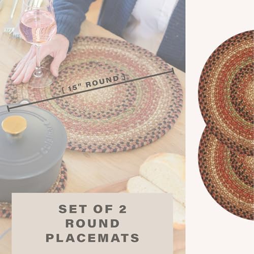 Homespice Gingerbread Jute Braided Placemats, Round 15" Set of 2