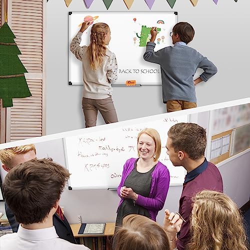 XBoard Magnetic Dry Erase Whiteboard 48 x 36 Inch, 4' x 3' Premium White Board for Wall with Marker Tray, Silver Aluminum Frame Presentation Board for Home Office Classroom