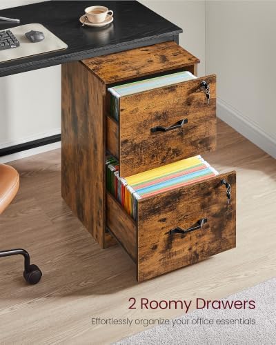 VASAGLE 2 Drawer File Cabinet with Locks, for A4, Letter Sized Documents