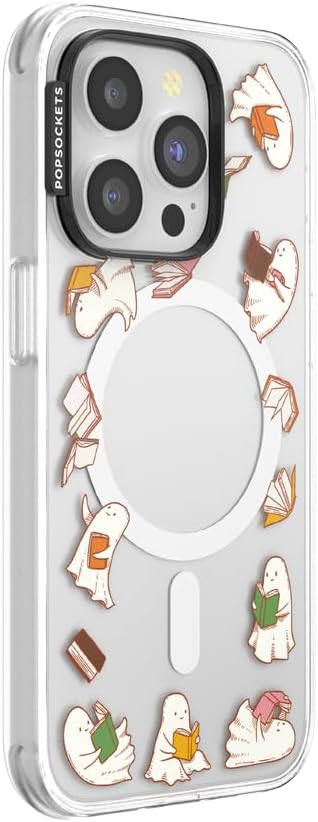 PopSockets iPhone 14 Pro Phone Case with MagSafe- Hot Girls Read Pink | Magnetic, Wireless Charging, Camera & Drop Protection, Witchy, Halloween, Horror