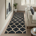 Lahome Moroccan Easy Jute Runner Rug 2x6, Black Outdoor Washable Runner Rugs for Porch Kitchen, Geometric Trellis Woven Long Carpet for Laundry, Thin Non Slip Farmhouse Porch Decor