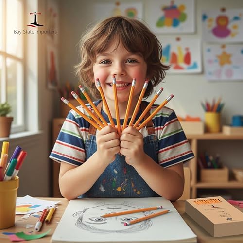 Bay State Importers #2 HB Pencils Bulk 100 Pack | Pre-Sharpened Yellow Wood Pencils with Erasers, Smooth Writing for School, Classroom, Teachers, Office, Exams & Drawing