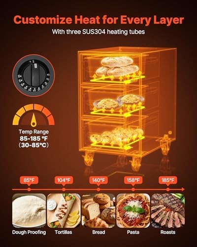 VEVOR Commercial Electric Drawer Warmer, Three-Drawer Stainless Steel Food Warmer, Freestanding Compact Warming Drawer Cabinet, 85°F–185°F Wide Temperature Range, for Restaurant, Hotel Buffet & Bakery