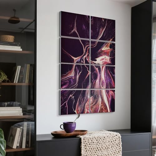 UMIACOUSTICS 8 Pcs 0.7Inch Thick Art Acoustic Panels, Total 47.2” x 31.5” Decorative Sound Absorbing Art Panels, Acoustical Wall Panels for Home, Office, Hotel, Lit-Purple
