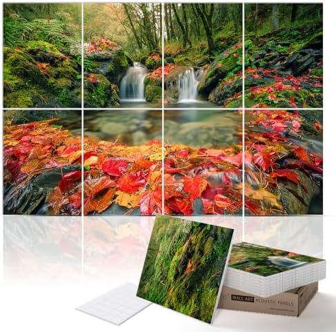 PINWELIFE® Masterpiece Acoustic Art Panels, 8-Pack 12"×16" Sound Absorbing Panels, Decorative Acoustic Wall Art, Noise and Echo Cancelling for Home Studio/Office, Nano Tape Included