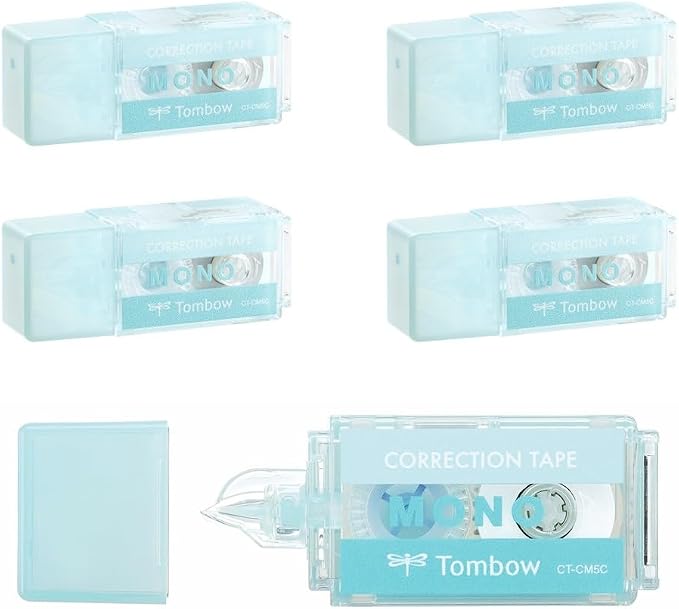 Tombow CT-CM5C40-5P MONO Correction Tape, Mono Pocket, Tape Width 0.2 inches (5 mm) x 13.1 ft (4 m), Blue, 5 Pieces