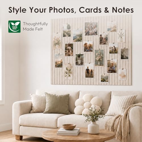 SIOLOC Ribbed Felt Bulletin Board Tiles, 12 Pack Oatmeal Beige Cork Board Alternative for Walls, Large Grooved Felt Wall Tiles, 47.2 x 35.4 in Oversized Pin Board for Home Office Dorm Decor