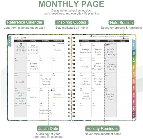 Planner 2026-2027, Weekly and Monthly Academic Planner, July 2026 - June 2027, Hardcover Calendar Agenda Book for School Year Planning, School Supplies for Teacher and Student, Letter Size(8.5'' x 11'')