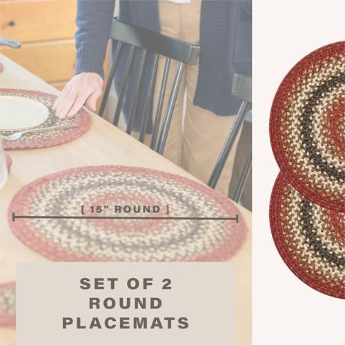 Homespice Chester Braided Placemats Ideal as Table Mats, Round 15" Set of 2