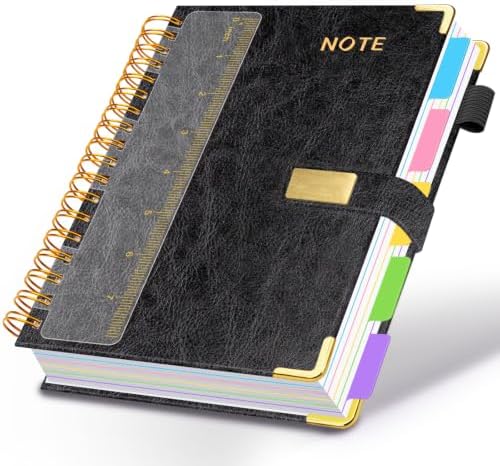 5 Subject Spiral Notebook with Pockets Dividers, 6.2''x8.2'' 300 Pages