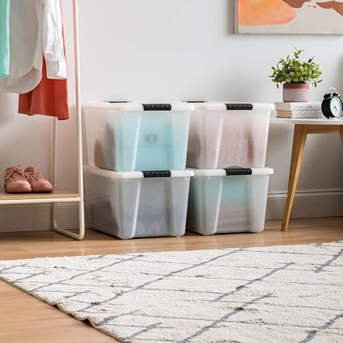IRIS USA 4-Pack 40 Quart Storage Bins with Lids, Pearl