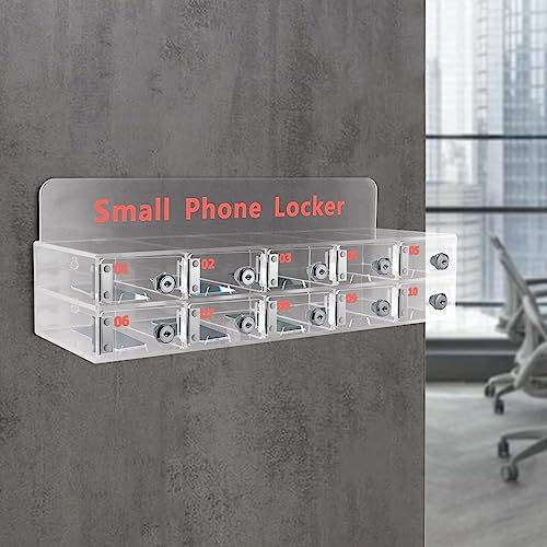 Cell Phone Cabinet,Acrylic Pocket Chart Cell Phones Storage Cabinet, Cell Phone Locker,Wall-Mounted with a Locked,for Classroom, Office, Gym (10 Slots)