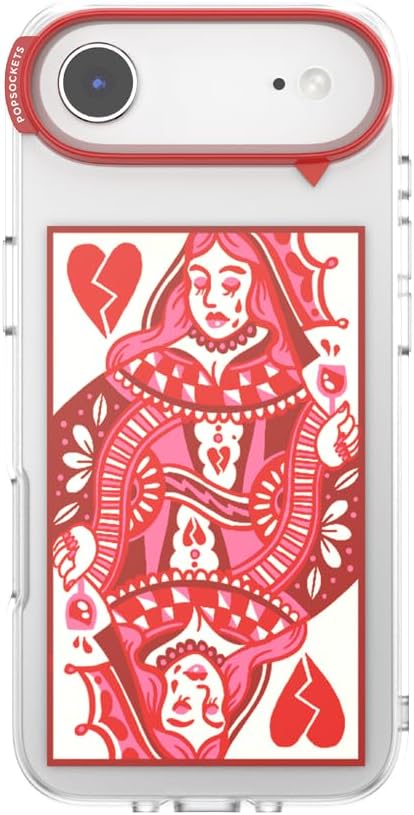 PopSockets iPhone 17 Air Phone Case with MagSafe- Heart Queen | Magnetic, Wireless Charging, Camera & Drop Protection, Heart, Valentines, Red, Textured
