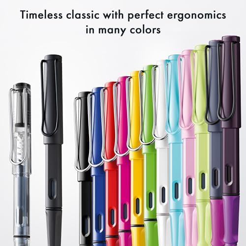 LAMY safari violet-blackberry - Fountain Pen with ergonomic grip & polished steel nib in size M - ideal for any Writing & Calligraphy - including LAMY T 10 blue cartridge - Right-Handed