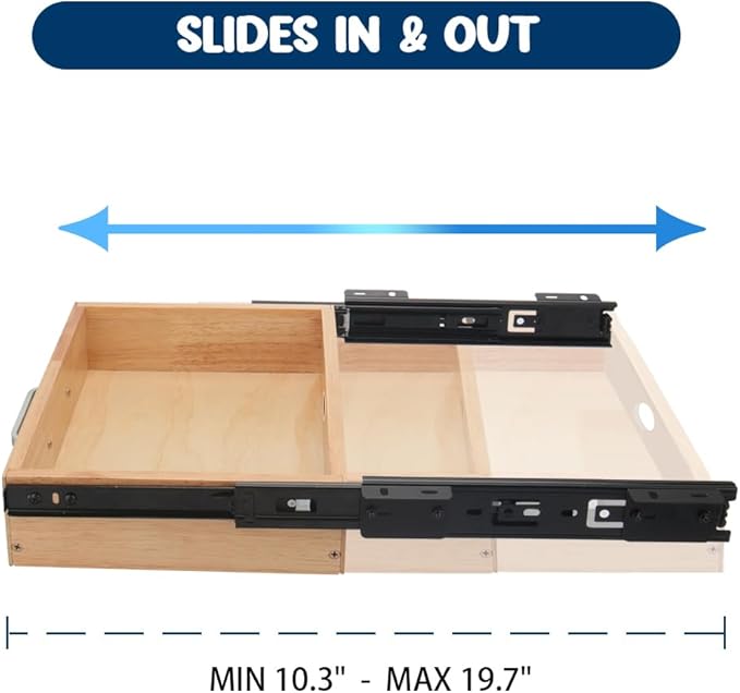 Under Desk Drawer Storage Organizer - Wooden Mounted Sliding Pull-out Drawer, Hidden Desktop Organizer for Office