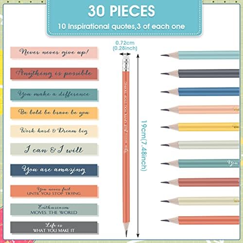 Sabary 30 Pcs Inspirational Pencils Bulk Back to School Gift School Supply