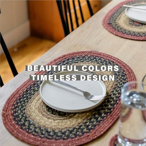 Homespice Highland Braided Placemats for Cabin Decor, Oval 13x19 Set of 6
