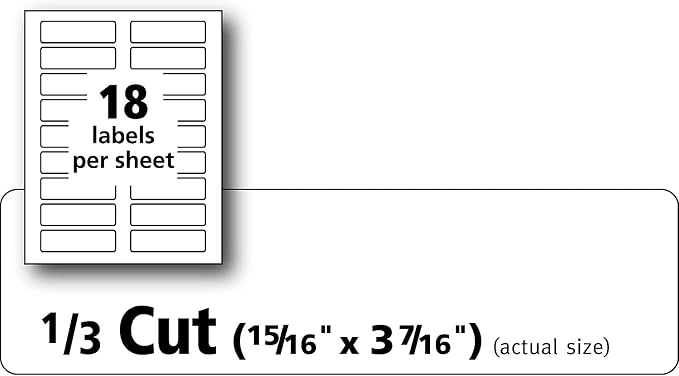 Avery® Extra Large File Folder Labels, Removable Adhesive, Matte White, 15/16" x 3-7/16", 450 Labels (8425)
