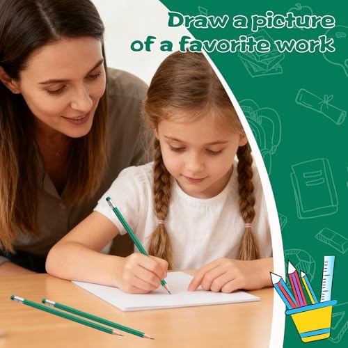 36 PCS Green Pencils with Eraser, Pre-Sharpened HB Pencils for Writing & Drawing, School Supplies for Kids Homework, Tests, Art Crafts & Teacher Grading (Green)