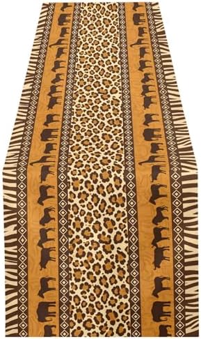 ALAZA Double-Sided African Leopard Print Table Runner 18x72 Inches Long,Table Cloth Runner for Wedding Birthday Party Kitchen Dining Home Everyday Decor