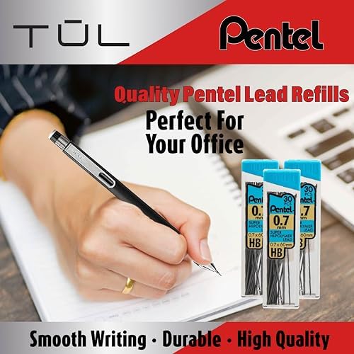 Mechanical Pencils Refill Set, Includes (3 Pack 9 Erasers), & Super Hi-Polymer 0.7 mm Lead Refills, 3 Pack Tubes, 90 Pieces Of Lead, (Refill Set)