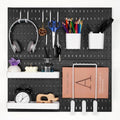 VEVOR Pegboard Combination Kit, 11" x 11" Plastic Pegboard, 4 Panels, Peg Board Wall Organizer Kit with Accessories, for Garage Tool Storage Kitchen Living Room Craft Room Office Bathroom Home, Black