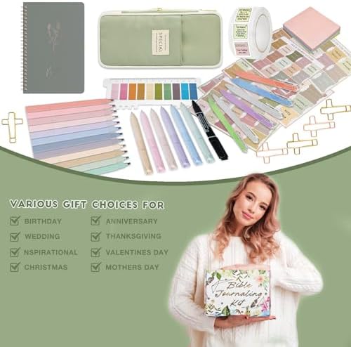 HRFGWDD 96-Piece Bible Study Supplies, Journaling Kit for Women, Green