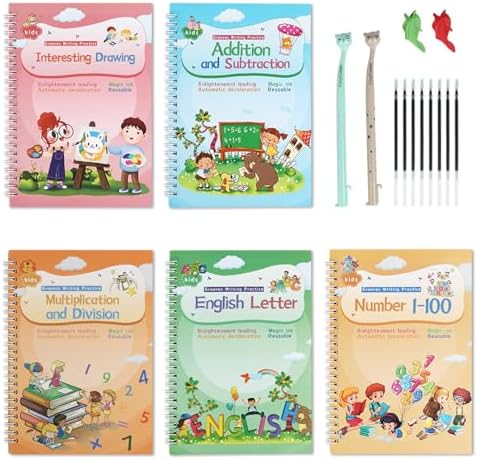 Magical Handwriting Workbooks Handwriting Practice Copybook Aid Magic Pen Reusable Copybook Grooves Template Design for Children Books Suitable for Children's Learning
