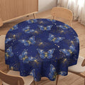 Retro Blue Butterfly Tablecloth, Luxury Golden Blue Butterfly Print Table Cover for Home Dining Decor Kitchen Party Outdoor, 50x50in