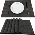 WAZAIGUR Placemats Crisscross Woven Vinyl Place Mats Set of 6 Grey