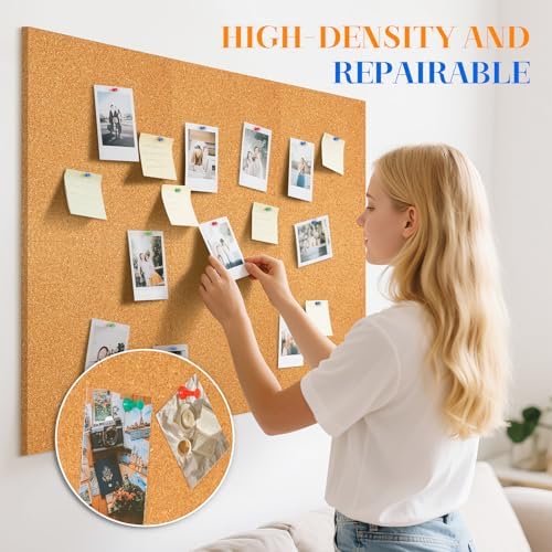 DOLLAR BOSS Cork Board Tiles, 6 Packs 12" x 12" 1/2" Thick Bulletin Board