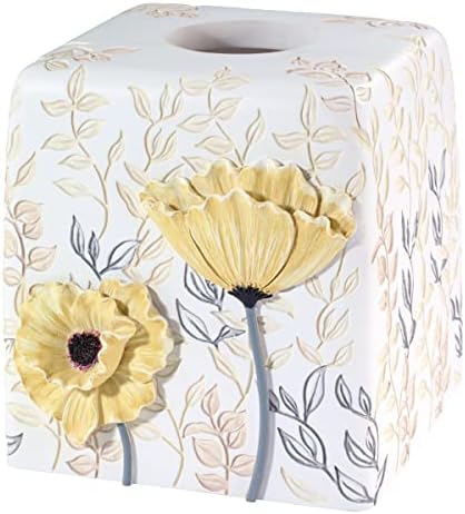 Avanti Linens - Tissue Box Cover, Guest Bathroom Essentials, Countertop Accessories, Floral Home Decor (Marielle Collection)
