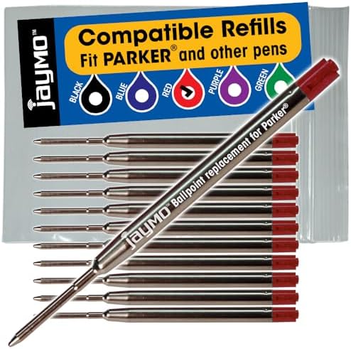 Replacement for Parker 1950370 - G2 Ballpoint Pen Refill - 12 Red