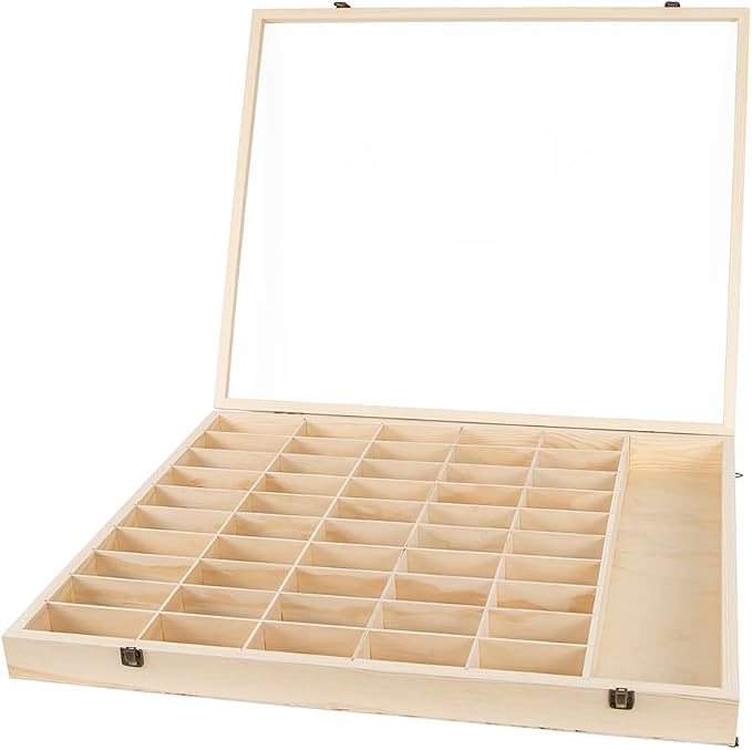 51Grid Wooden Display Case with Acrylic Door,24.33x2.76x29.45 inches | Wall Mounted,for Tabletop Figure and Toy Model Collection Shelf