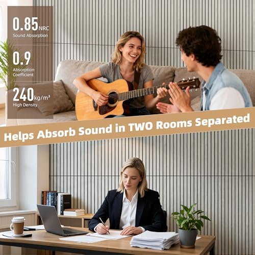 TO-TH Soundproof Wall Panels Wood Grain Acoustic Panel 10 Pack, Natural Oak