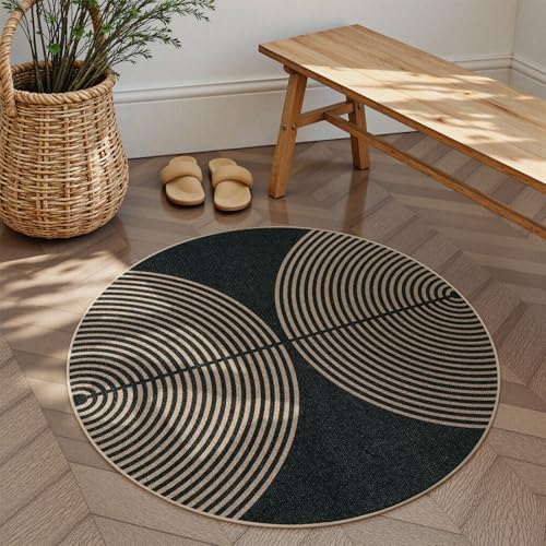 Lahome Modern Rainbow Round Rug 4ft, Circular Indoor Outdoor Kitchen Rug