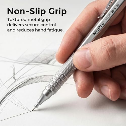 Nicpro 0.7mm Metal Mechanical Pencil Set with Case
